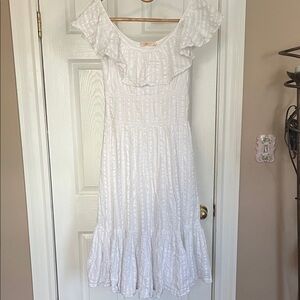 Tory Burch White Off-Shoulder Dress